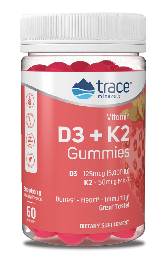 Vitamin D3+K2 Gummies Strawberry 60 Gummies | Bone Health Support | Tgenius LLC