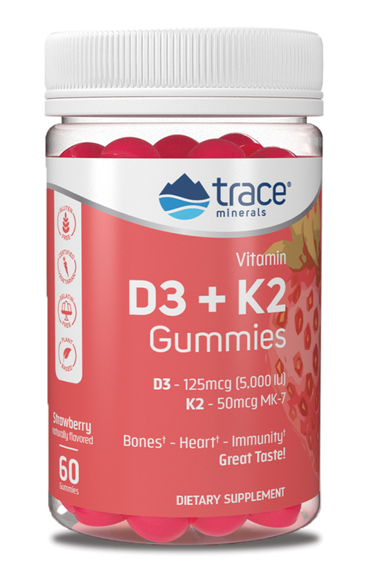 Vitamin D3+K2 Gummies Strawberry 60 Gummies | Bone Health Support | Tgenius LLC