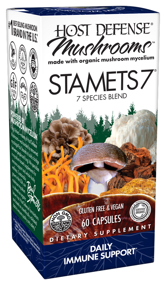 Stamets 7® 60 Capsules | Seven Mushroom Complex Supplement | Tgenius LLC