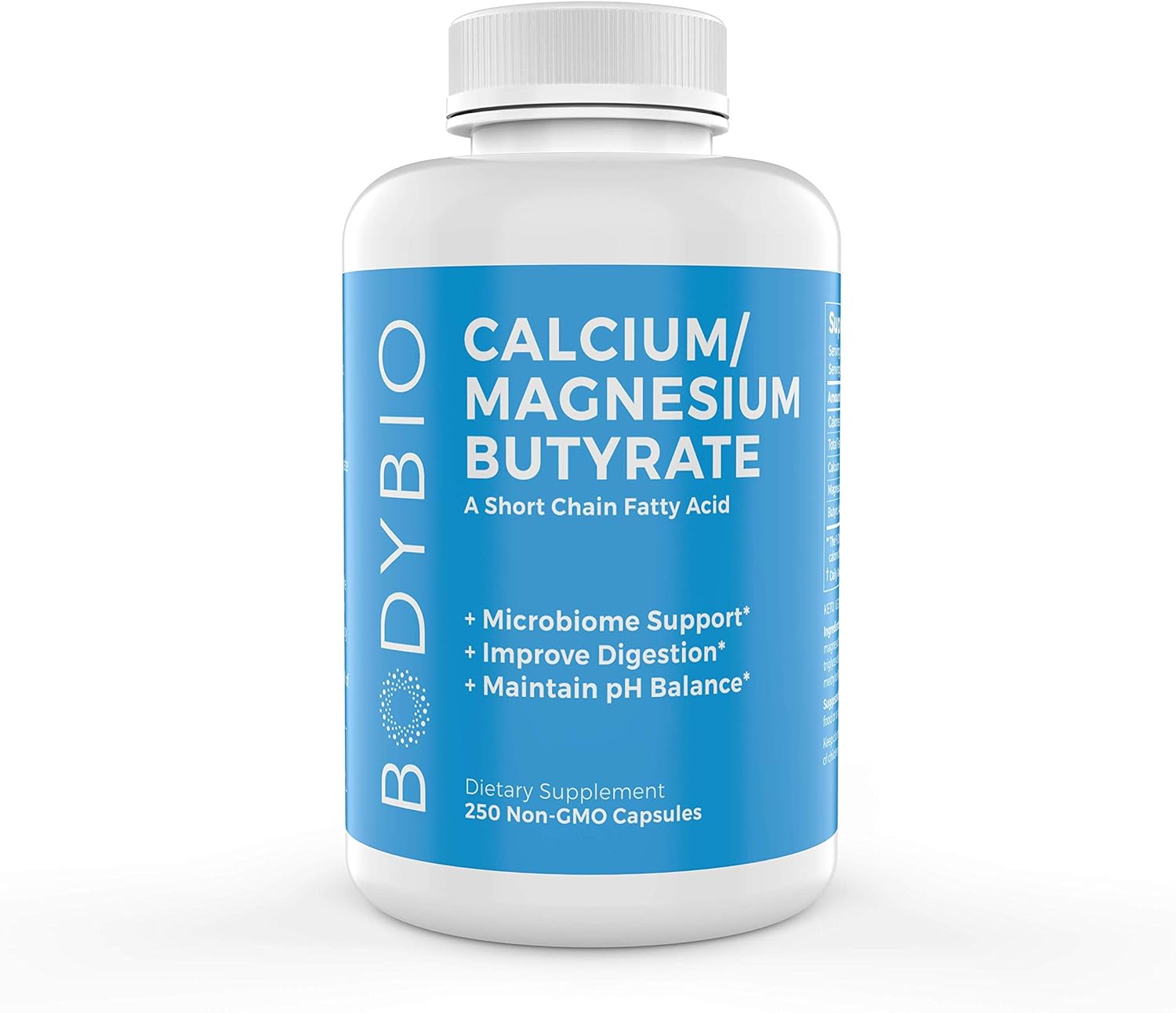 BodyBio Butyrate postbiotic gut health supplement with calcium and magnesium