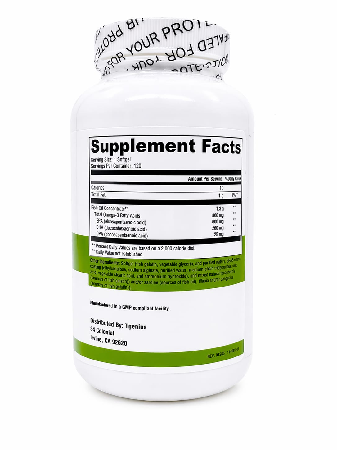 GenNature Omega 3 Fish Oil 1300 mg – High Absorption EPA DHA Supplement (120 Softgels)