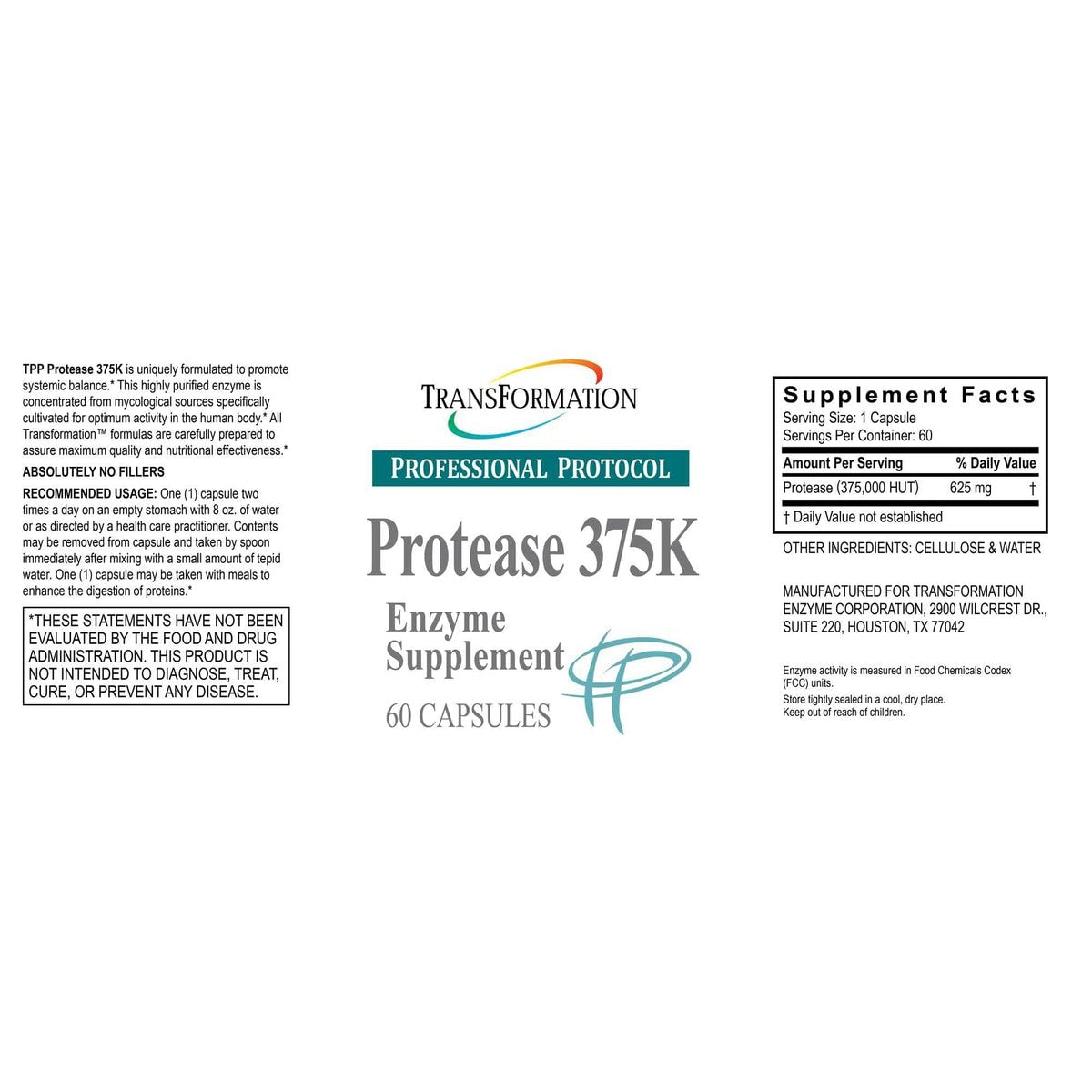 Protease 375K™ 60 Capsules | Digestive Enzyme Support